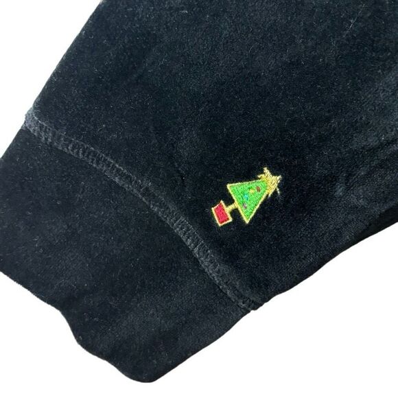 Quacker Factory little Christmas tree appliqué black velour zip jacket 3X - Picture 7 of 13